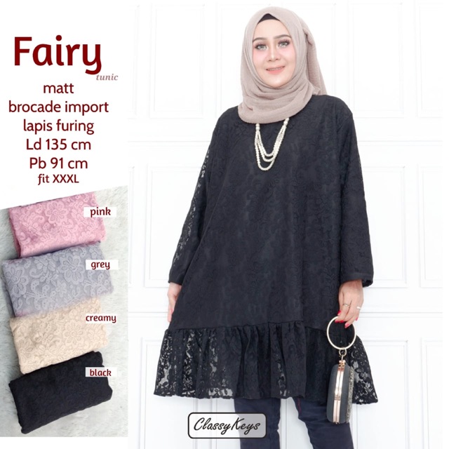 Fairy brokat tunik jumbo big size