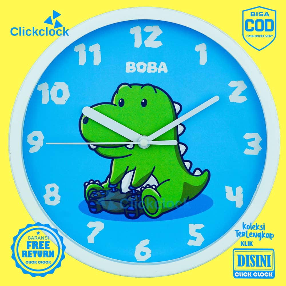 Jam Dinding Analog Animal Dino Play Game Boba BB1118 Besar Dekorasi Dinding Murah