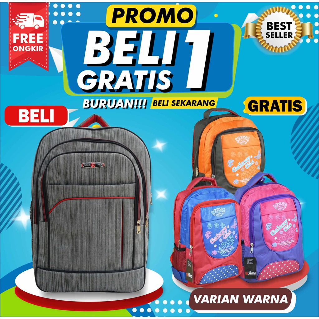 BELI 1 GRATIS 1 - Tas Ransel Sekolah Kerja Remaja dan Dewasa Free Tas Sekolah Kekinian Terbaru