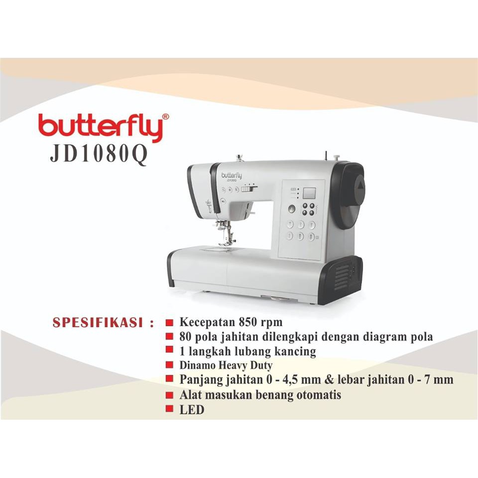 Mesin Jahit BUTTERFLY JD1080Q / JD 1080Q (Digital &amp; Computerised)