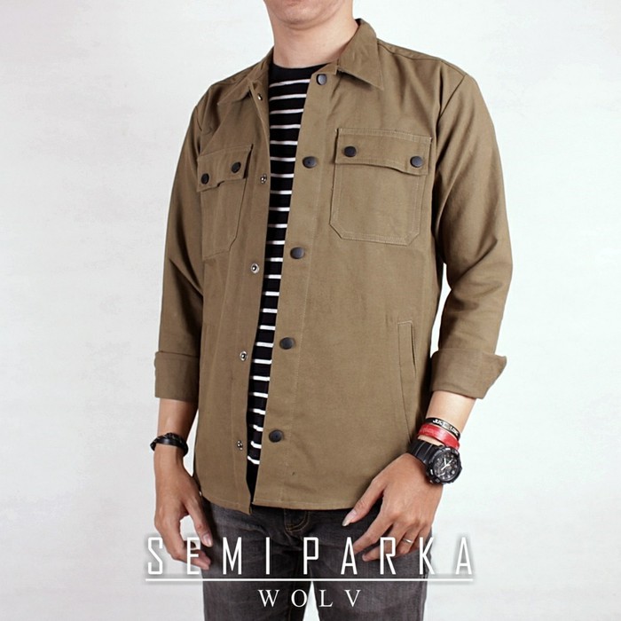 Jaket Ijimeru Parka Armed Army - Jacket Pria Cowok Outdoor Hoo LM756  Semi Wolf - Kemeja - - Khaki,