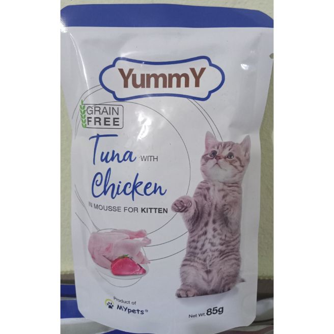 yummy kitten tuna with chicken makanan kucing sachet makanan basah