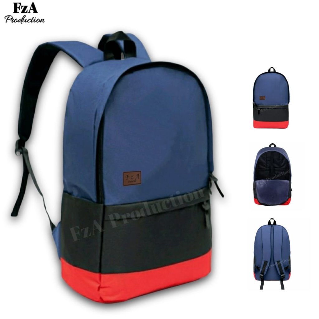 Tas Ransel Gendong Laptop Distro Sekolah Kuliah Pria Wanita Black Murah Original FzA BUY 1 GET 2