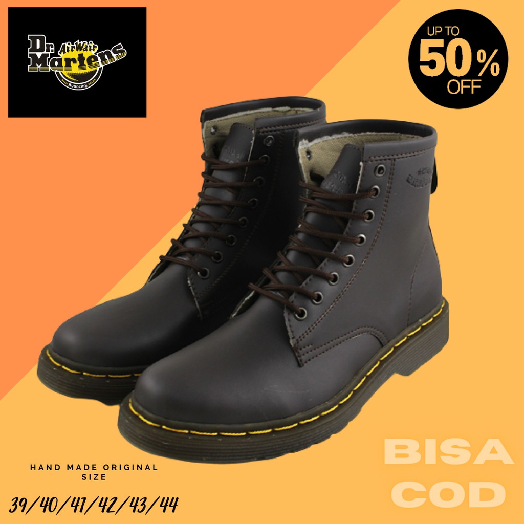 PROMO COD Sepatu boots pria dr martens 8 hole coklat dockmar boot murah docmart terlaris