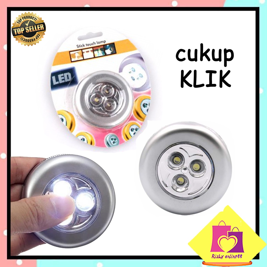 rizkyonline88 stick touch lamp / stick n click 3 LED / Lampu LED Emergency / Lampu Tempel