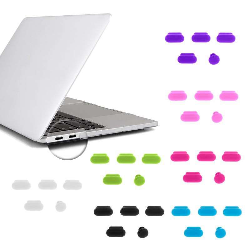CRE  5PCS Anti Dust Plugs Silicone Laptop Data Port Jacks Dustproof Stopper Hooks Cover Set for Apple Macbook Pro Touch Bar