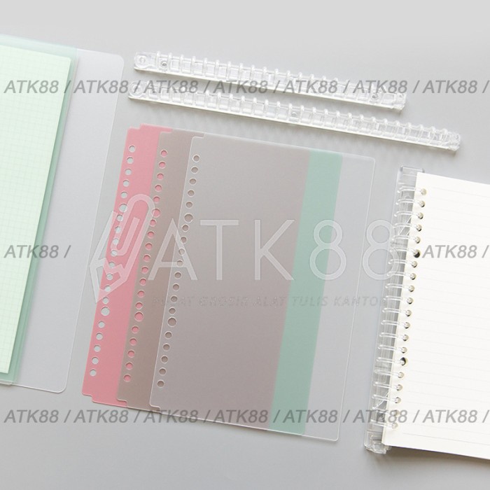 

[RESTOCK] Notebook Rakit DIY Ring Jilid A5 / B5 Pastel Transparant Cute - A5, Cover-Blue
