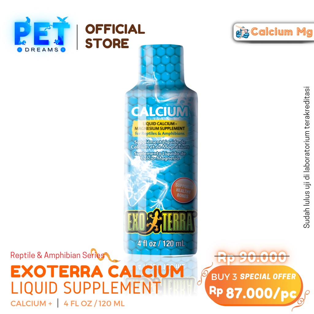 PROMO EXOTERRA LIQUID CALCIUM SUPPLEMENT REPTILE 120 ml CAIRAN KALSIUM OBAT REPTIL AMFIBI