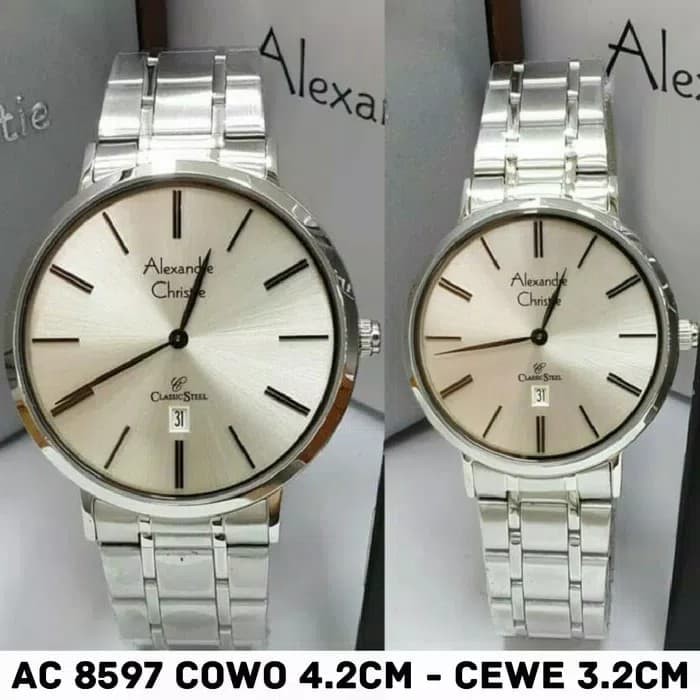 JAM TANGAN PRIA WANITA    ALEXANDRE CHRISTIE AC8597 AC 8597 Silver COUPLE