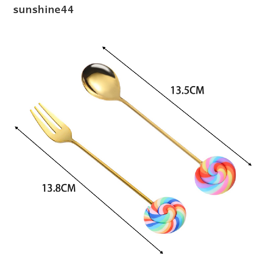 Sunshine Sendok Garpu Bentuk Permen Lolipop Bahan Stainless Steel Untuk Kopi / Teh / Dessert