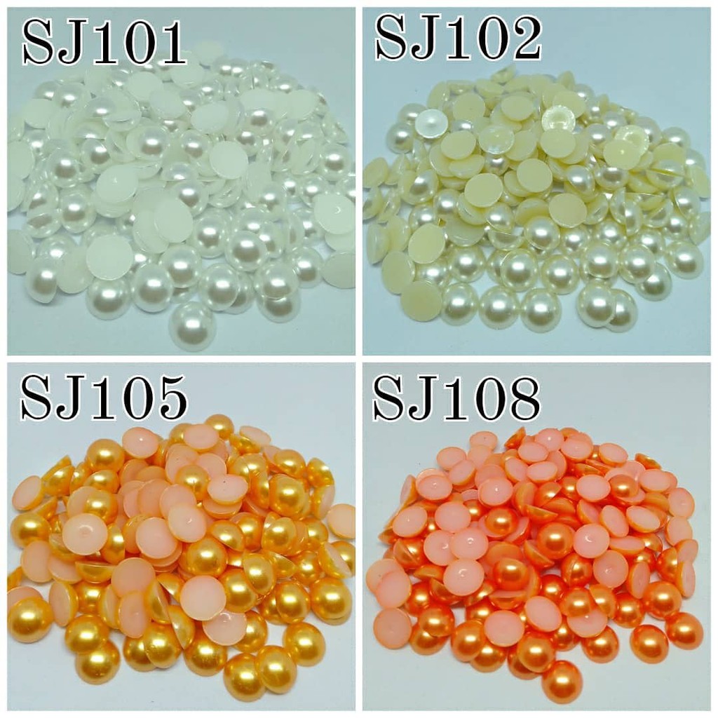 MOTE PEARL / MANIK AKRILIK BENTUK SETENGAH LINGKARAN TANPA LUBANG WARNA WARNI / MANIK TANPA LUBANG SETENGAH BULAT / MOTE PEARL (1/2 BULAT  TL) (TANPA LUBANG) 8MM