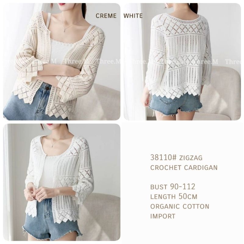 MDLV ~ 38110 Zigzag Crochet Cardigan Brukat Cardigan Premium Cardigan Lengan Panjang Fashion Import