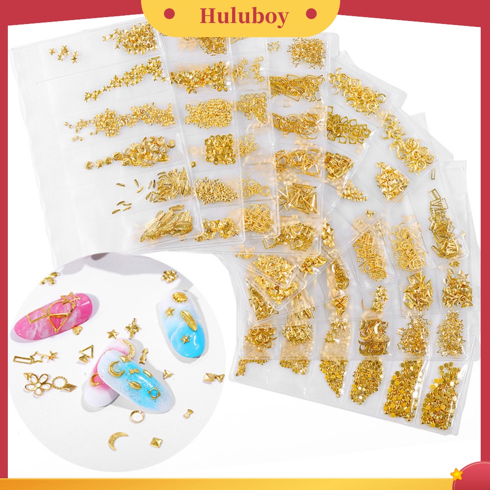 Huluboy Huluboy♡ Hiasan Kuku Bentuk Bulanbintang Hollow Bahan Metal Untuk DIY Nail Artmanicure