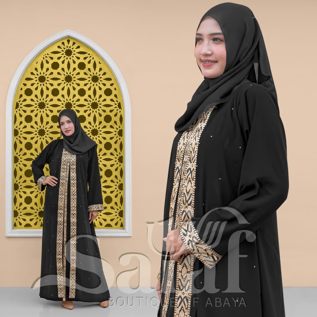 Abaya Gamis Hitam Turkey Mewah Elegan