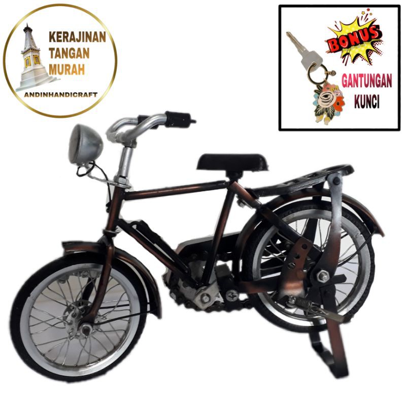 MINIATUR SEPEDA ONTEL JAWA COWOK UKURAN S | HIASAN MURAH | SOUVENIR MURAH | PAJANGAN MEJA | HIASAN