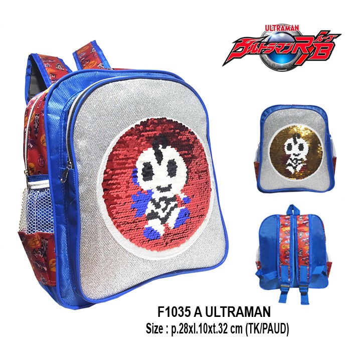 Tas Ransel Sequin / Usap Anak Laki-laki Sekolah TK / PAUD Karakter ULTRAMAN