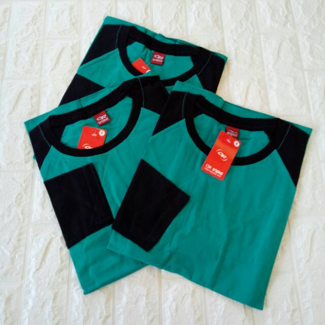 Kaos polos raglan TOSCA lengan HITAM PANJANG Uk M L XL XXL pria dan wanita