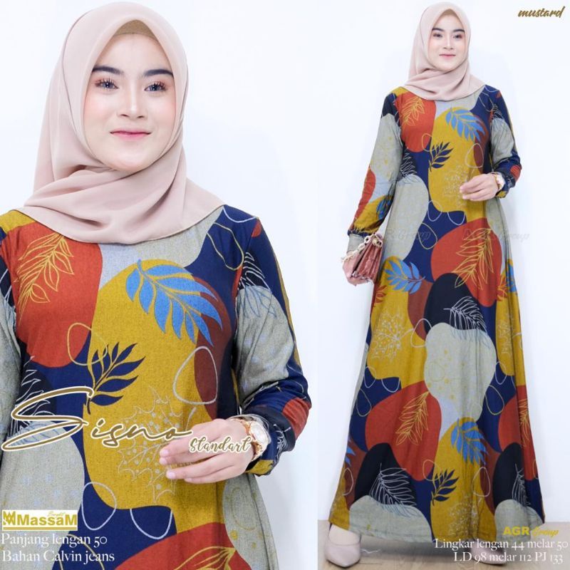 Baju Gamis Calvin Jeans Sisna Standar LD 98 Melar 113 M L XL Dress Dress Muslim Gamis Kondangan Gami