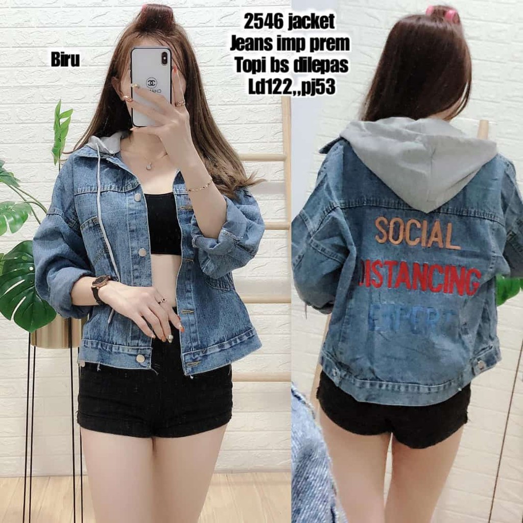 Jaket jeans hotsell hoodie wanita