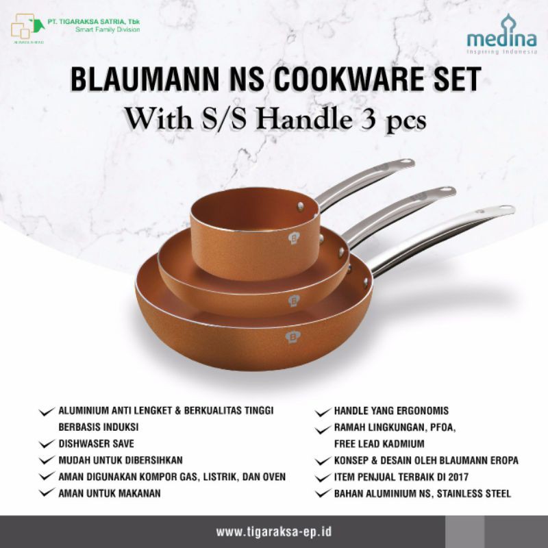 Blaumann NS Cookware Set with handle SS 3pcs