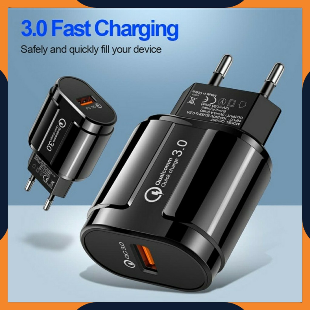 [COD] KEPALA ADAPTOR CHARGER QC 3.0 FAST CHARGING TRAVEL QUICK CHARGER XIAOMI SAMSUNG QC007 ORIGINAL