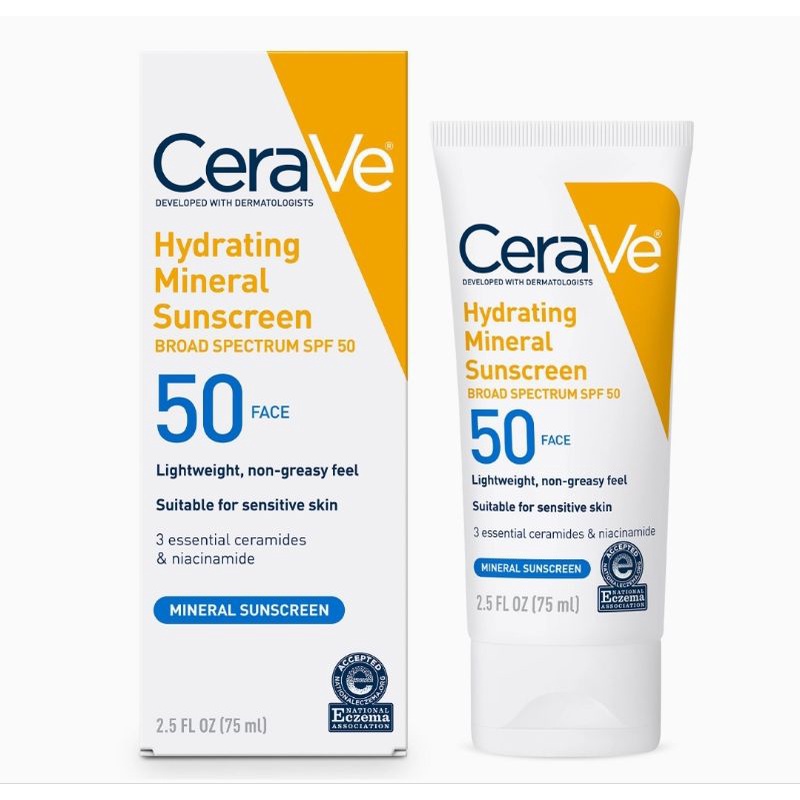 CeraVe Hydrating Mineral Sunscreen Face Lotion SPF 30, 75 ML