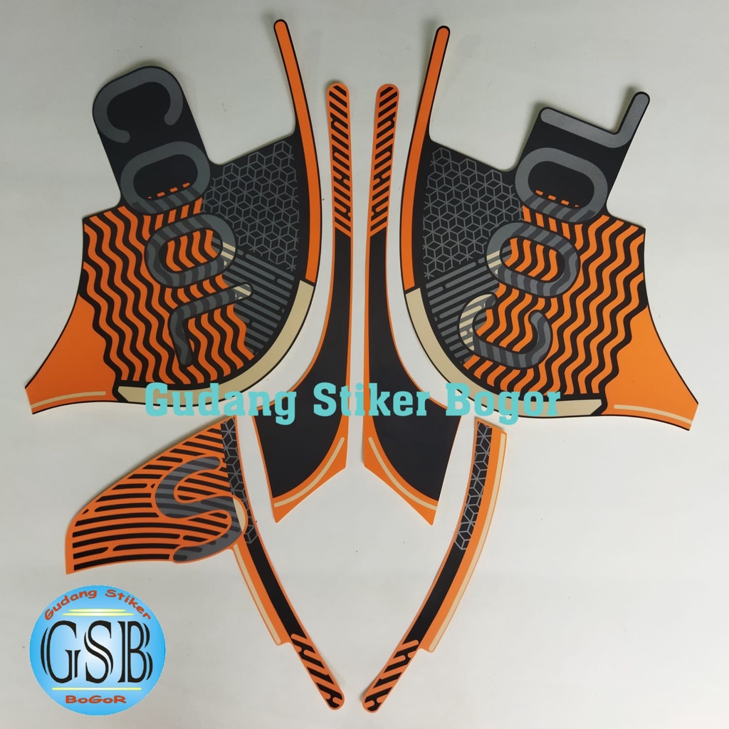 striping stiker motor scoopy fashion 2021 hitam-orange