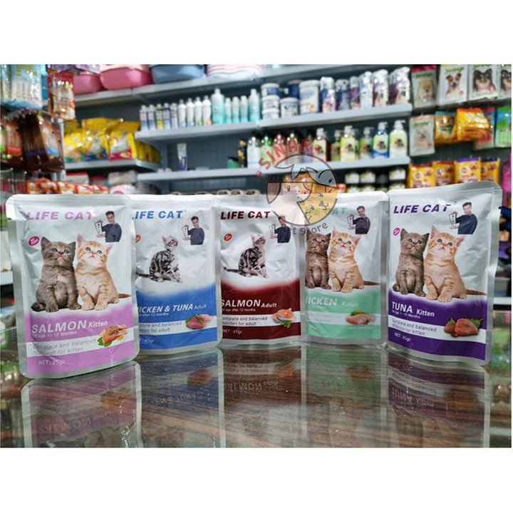 Life Cat Pouch 85GR - Cat Wet Food Sachet Makanan Basah Kucing Murah Saset