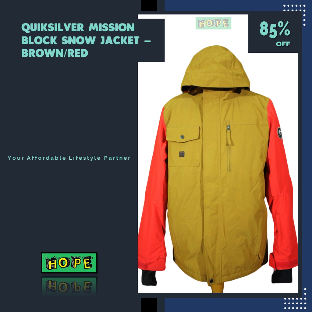 Original BNWOT Quiksilver Mission Block Snow Jacket - Brown/Red