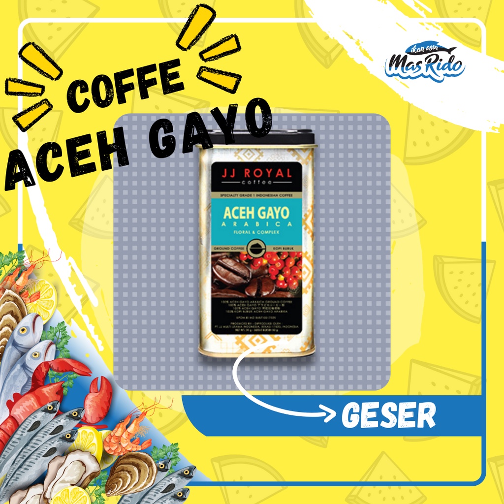 

Coffee Kopi Jj Royal Aceh Gayo Arabica Ground Tin 200Gram Kopi Premium