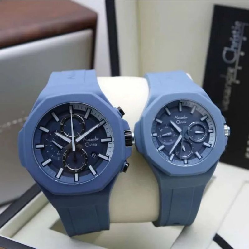 Jam Tangan Alexandre Christie Couple AC 6590 / AC6590 Dark Blue Original