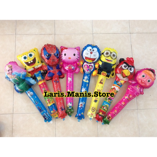 Balon pentung panjang - balon karakter - balon ultah anak - balon tongkat - balon karakter kartun