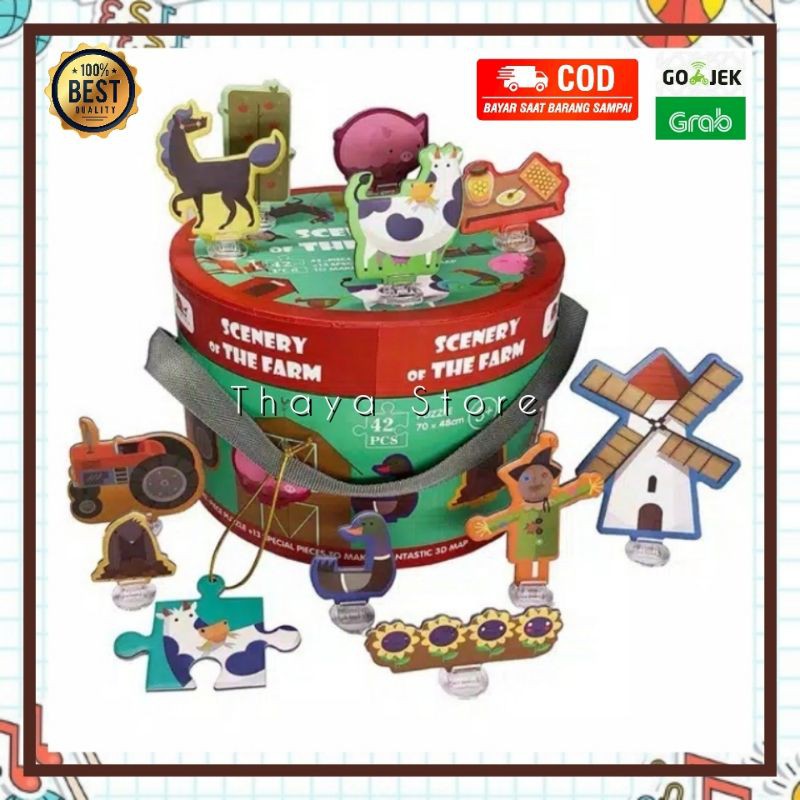 Mainan puzzle 3D Farm - word puzzle anak - mainan edukasi anak