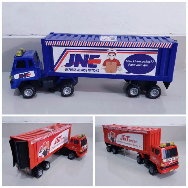 Mainan Truk Kontainer JNE J&amp;T - Miniatur Mobil Box Ekspedisi Anak Laki