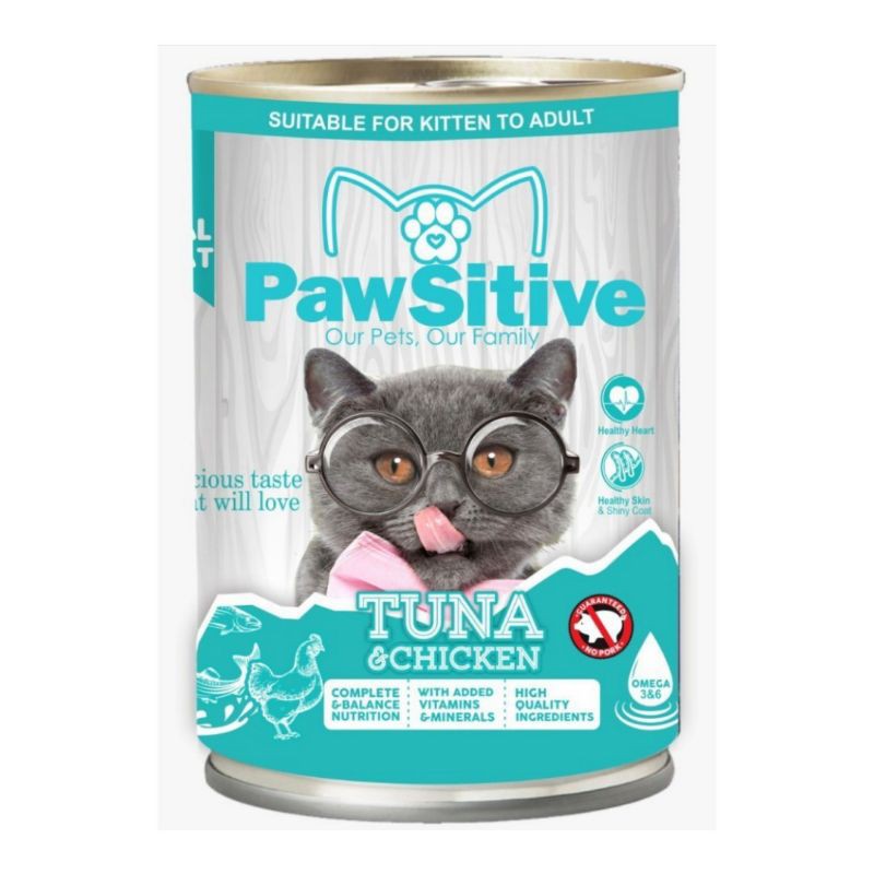 Makanan Kucing Pawsitive Tuna &amp; Chicken kaleng 400gr / cat food / wet food