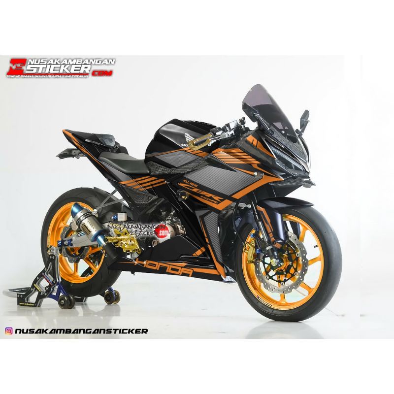 Decal Stiker Motor Honda CBR 150 R All New Full Body Carbon Oranye Grafis Racing Team Sticker Custom