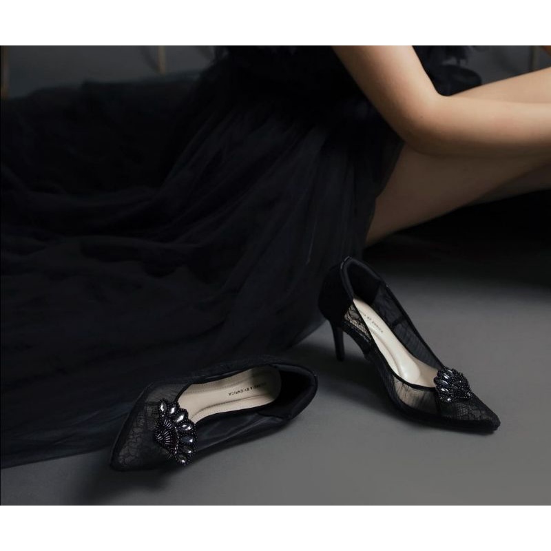 Heels Odile in Black Valencia By Enrica NEW