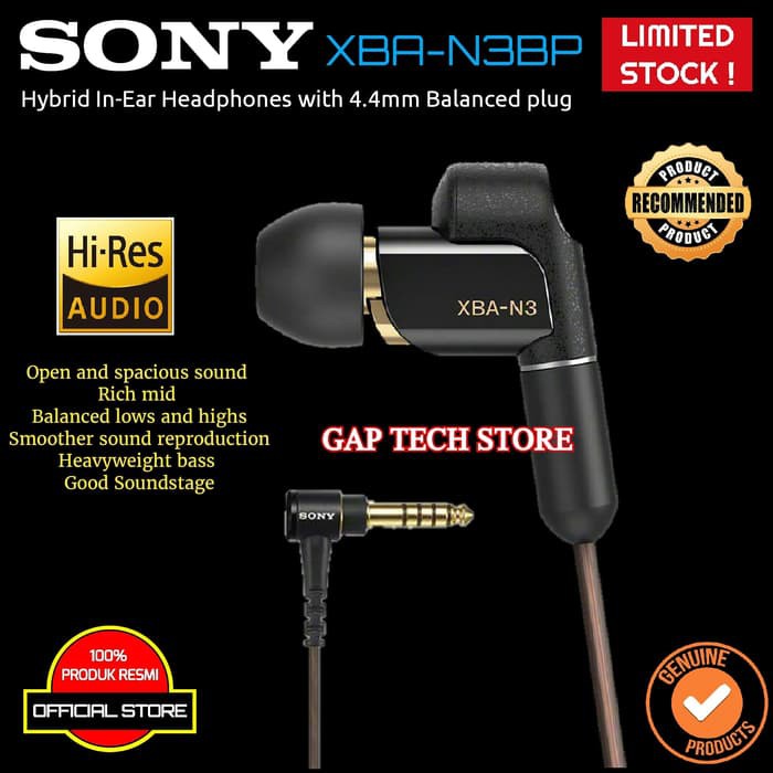 MKL249 SONY XBA N3BP Hybrid In-Ear Headphones with 4.4mm Balanced plug - 