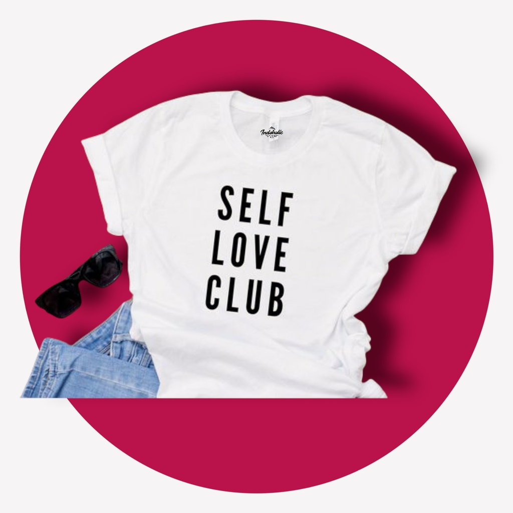 Indoholic Atasan Wanita Baju Kaos distro Oversize Polos Pakaian Tumblr Fashion Original Combed 100% Self Love Club