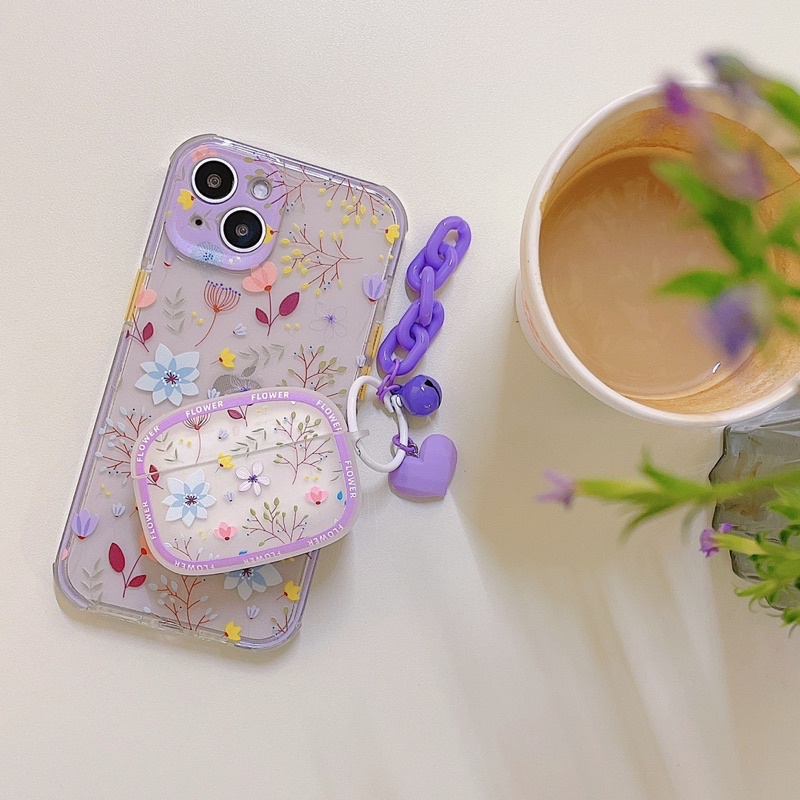 Purple Flower Softcase for Airpods 1/2 Pro 3 Case Airpods Lucu