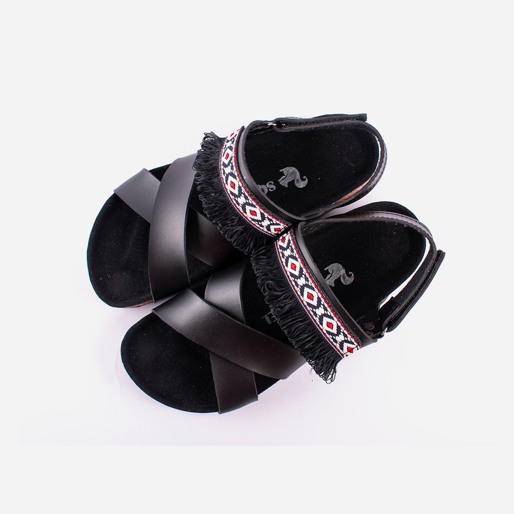 BELLA BLACK  |FORIND x Squirrel| Sendal Ori Tali Kulit Simpel Kayu Wanita/Women Sandal Footwear