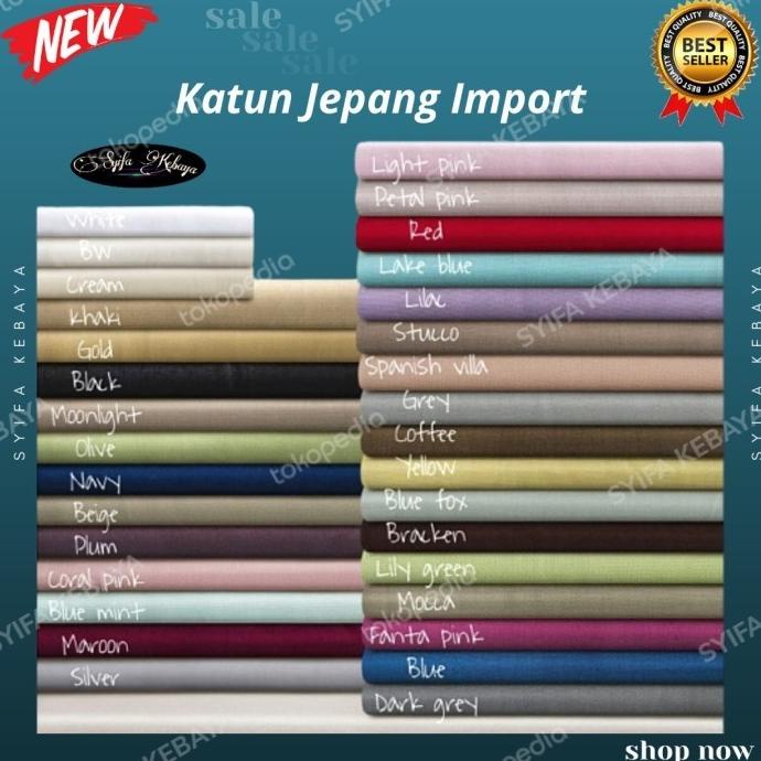 DISKON HARGA Kain katun jepang polos. bahan katun jepang polos premium meteran AP111