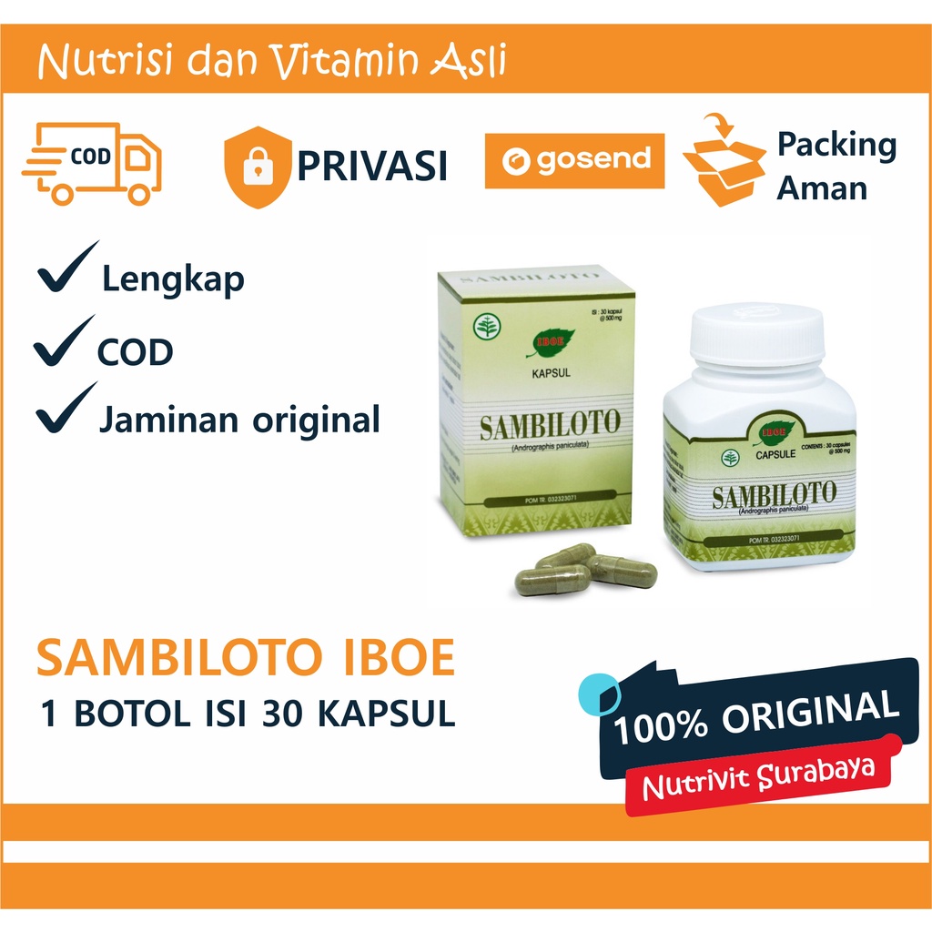 Jamu IBOE - 1 Botol Sambiloto Herbal Supplement @30 Kapsul