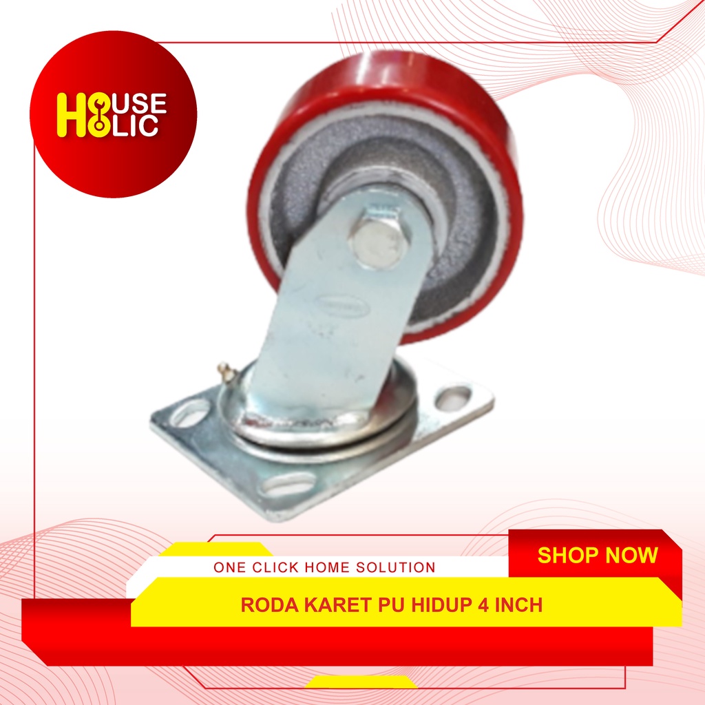 Roda Caster Etalase / Roda Trolley Troli PU 4&quot; Inch Roda Kastor Hidup