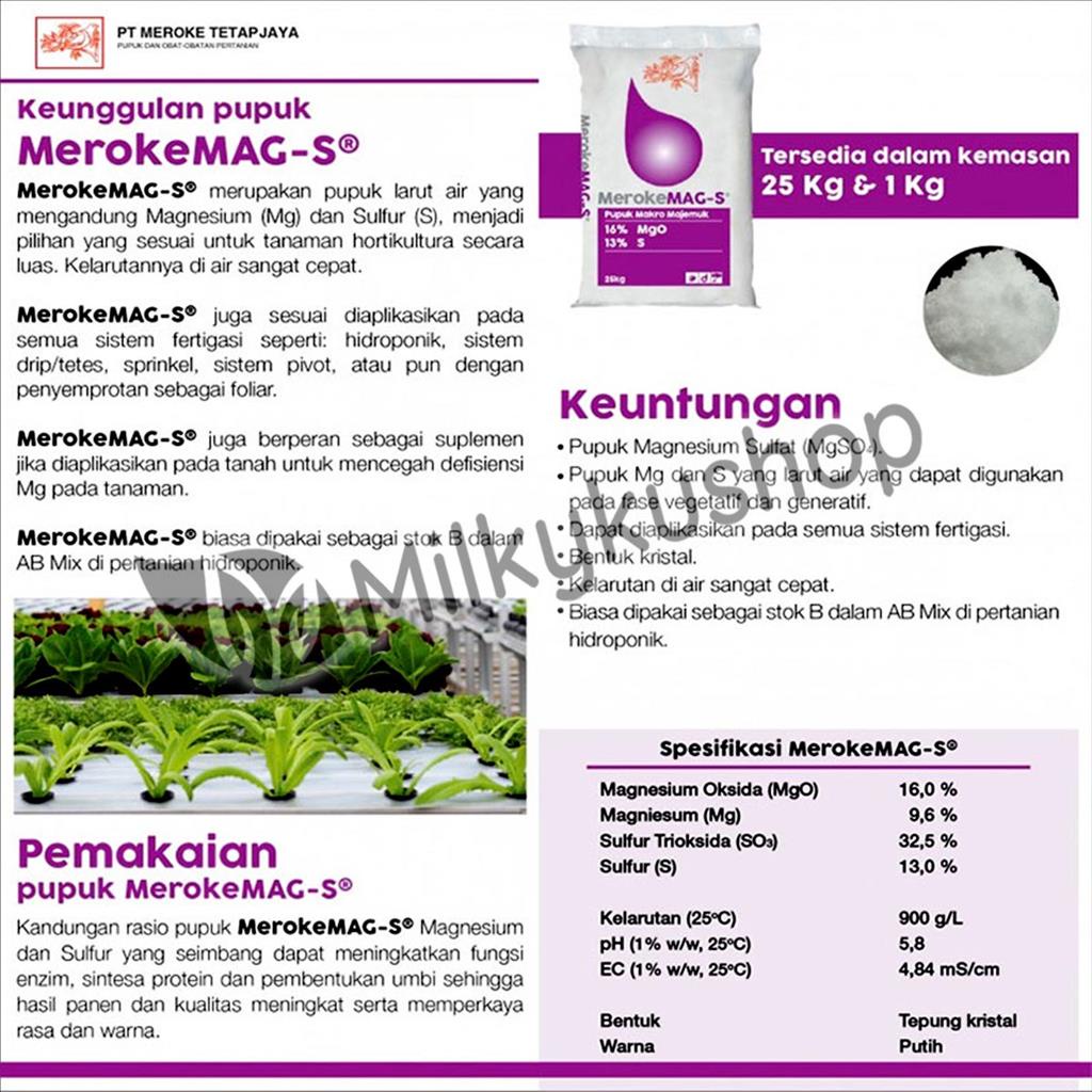 PUPUK MEROKE MAG-S 1 KG KEMASAN PABRIK MAG S MAGNESIUM SULFAT