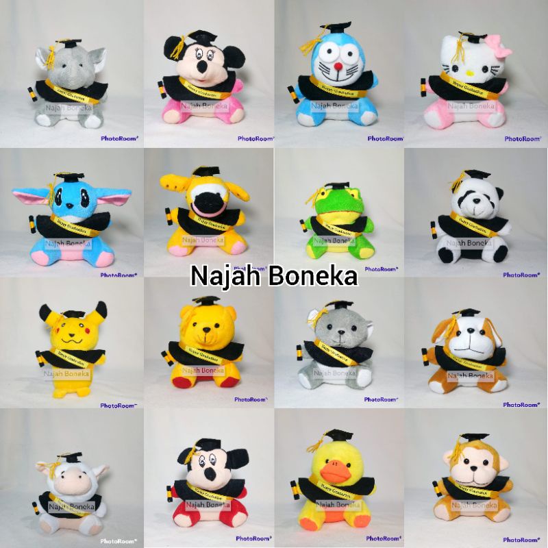 Boneka wisuda size 16 cm free request selempang nama Gemuk dan gemoy