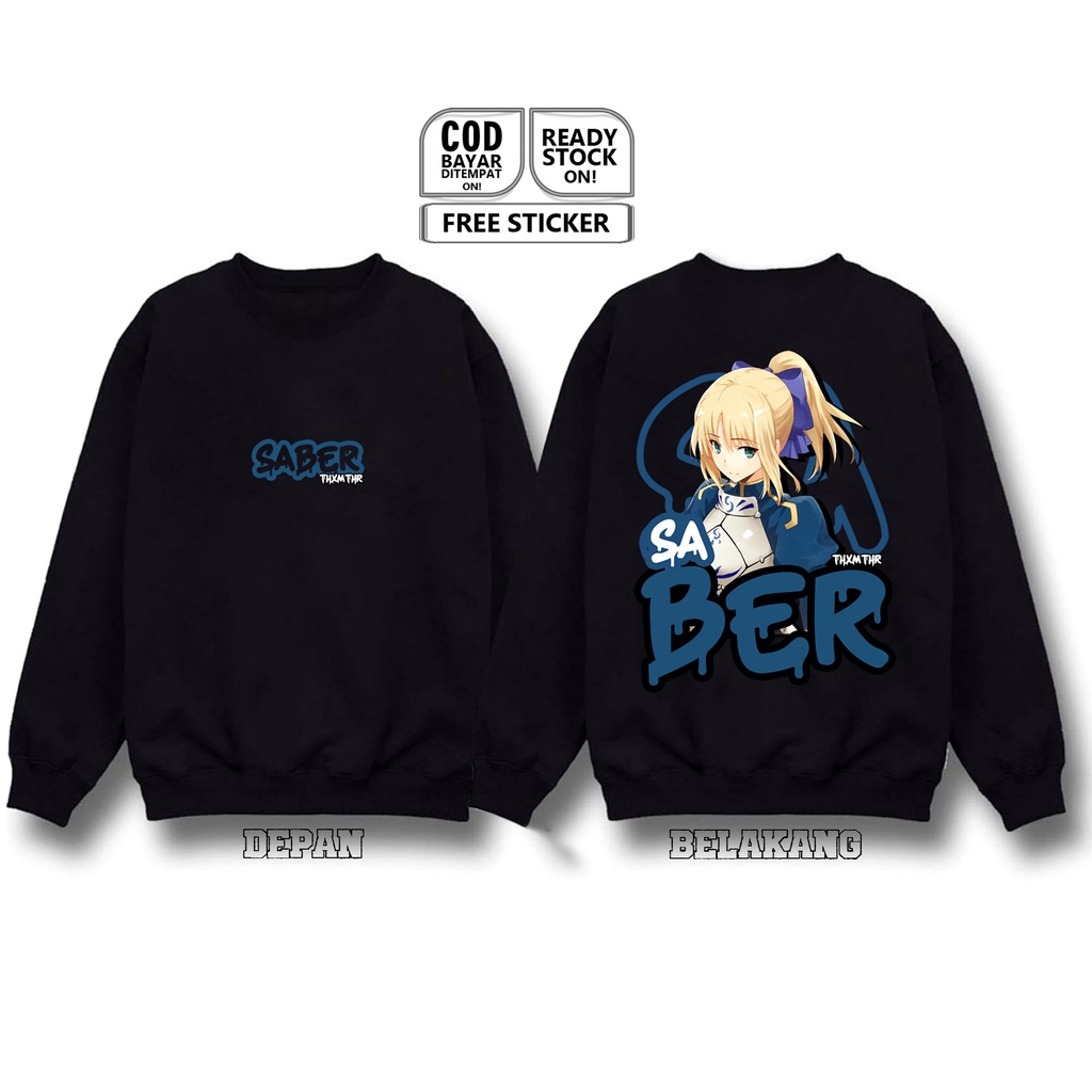 SWEATER SABER ARTORIA PENDRAGON TYPE MOON WAIFU ANIME MANGA FATE ZERO NECO ARC ASTOLFO GILGAMESH SHIROU EMIYA KIRITSUGU MANAKA SAJYOU BAJU JEPANG JAPAN CULTURE COSPLAY WIBU OTAKU - SIGN CLOTH