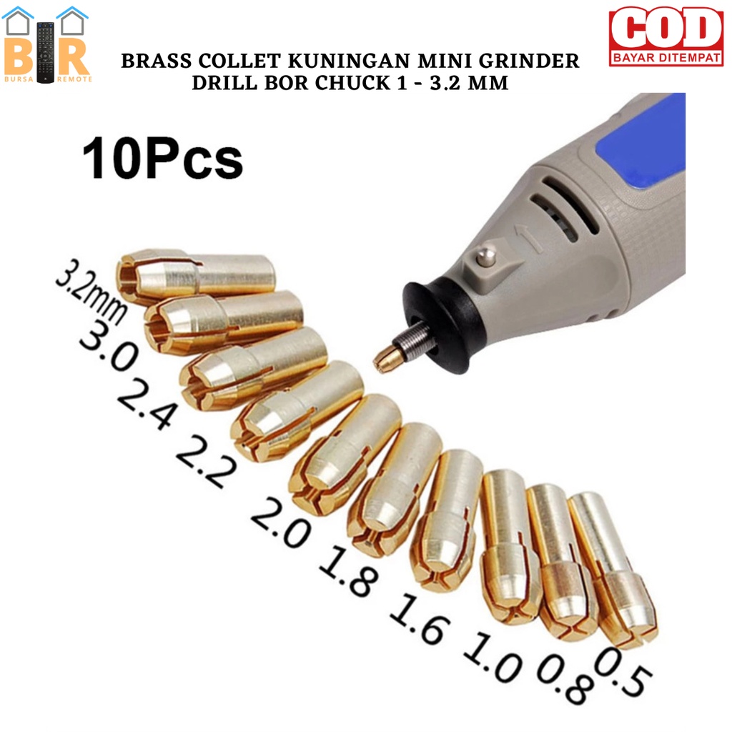 Chuck Mata Bor Mini Grinder Drill Brass Collet Kuningan 1 - 3,2mm