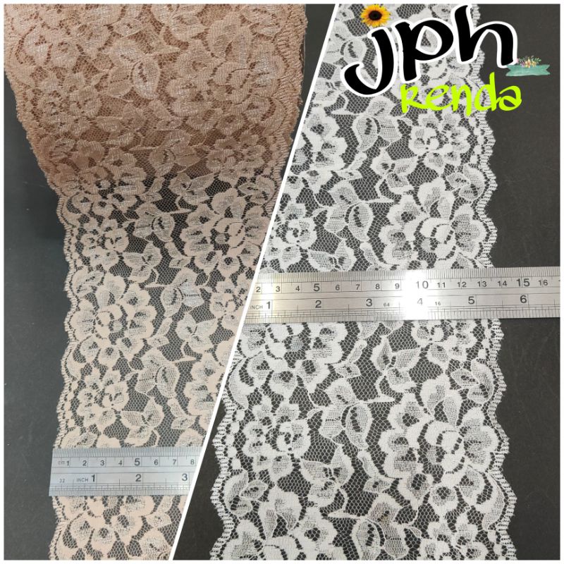 Renda air putih lebar, renda tile, renda tulle isi 15 yard