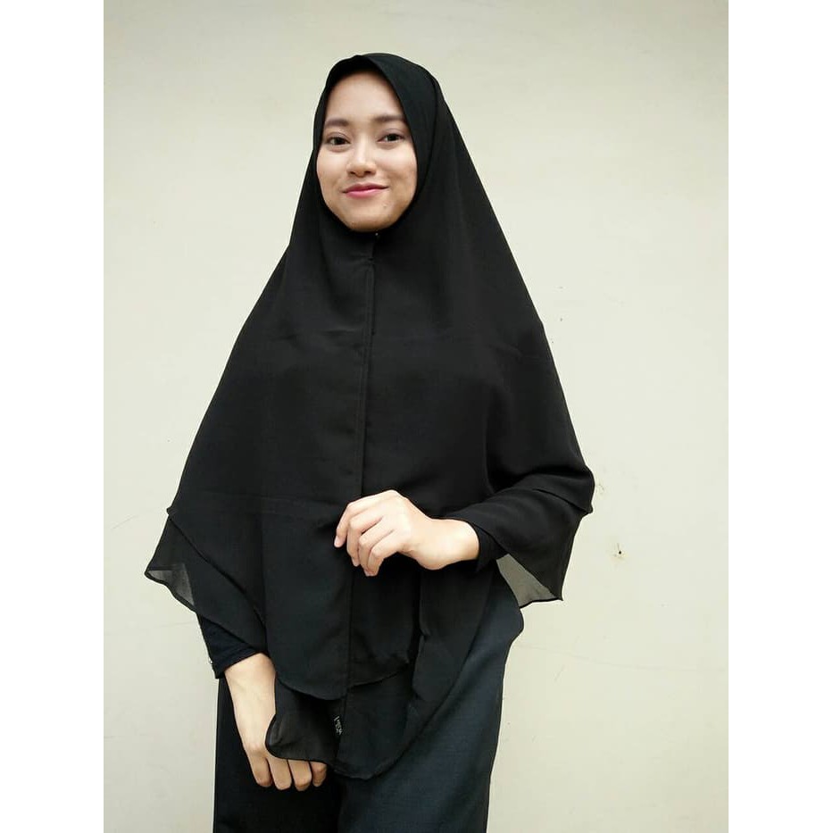 Khimar hijab syari jumbo ceruti syria antem hitam